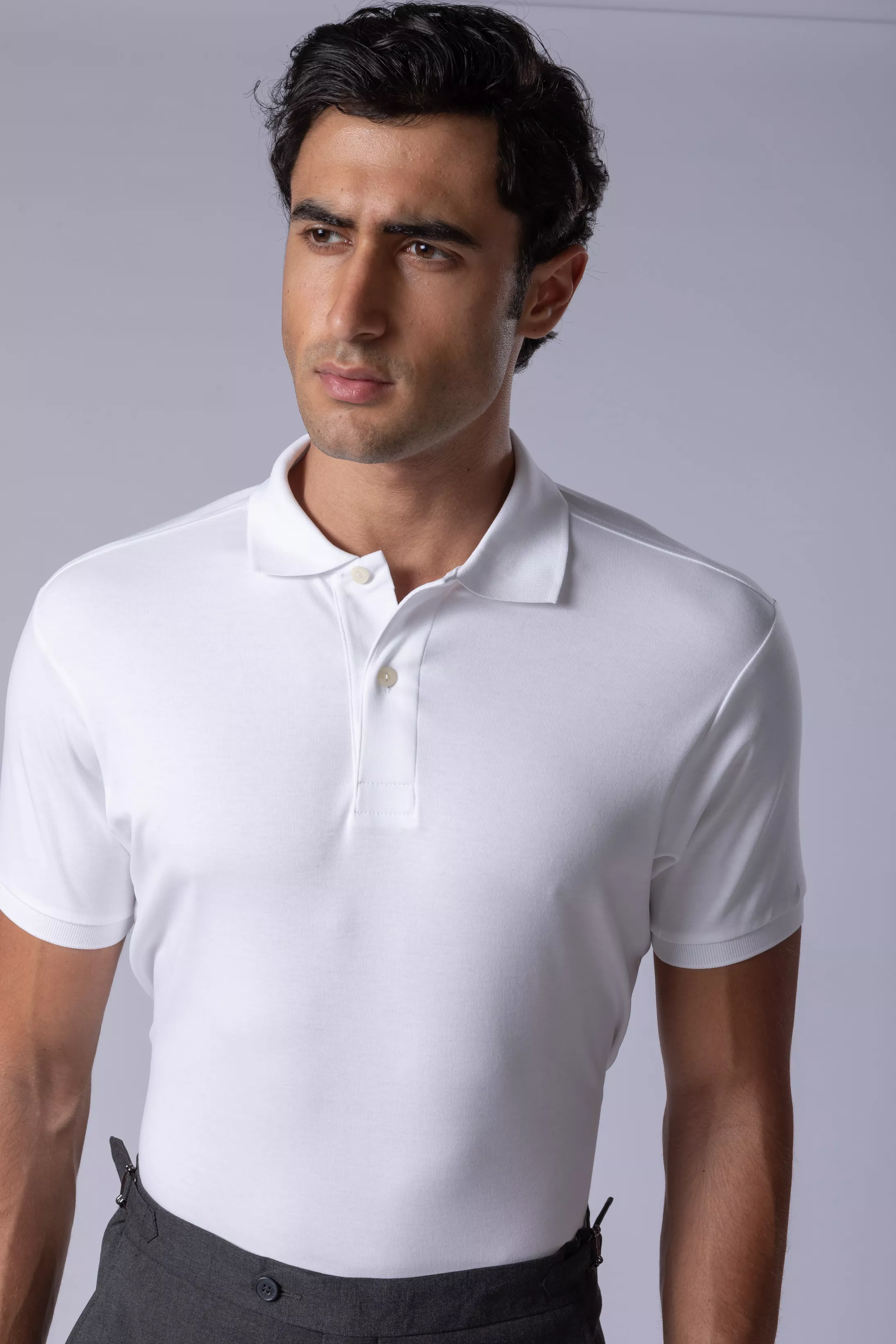 Camisa Polo Malha Peruana branco - Diodato Alfaiataria