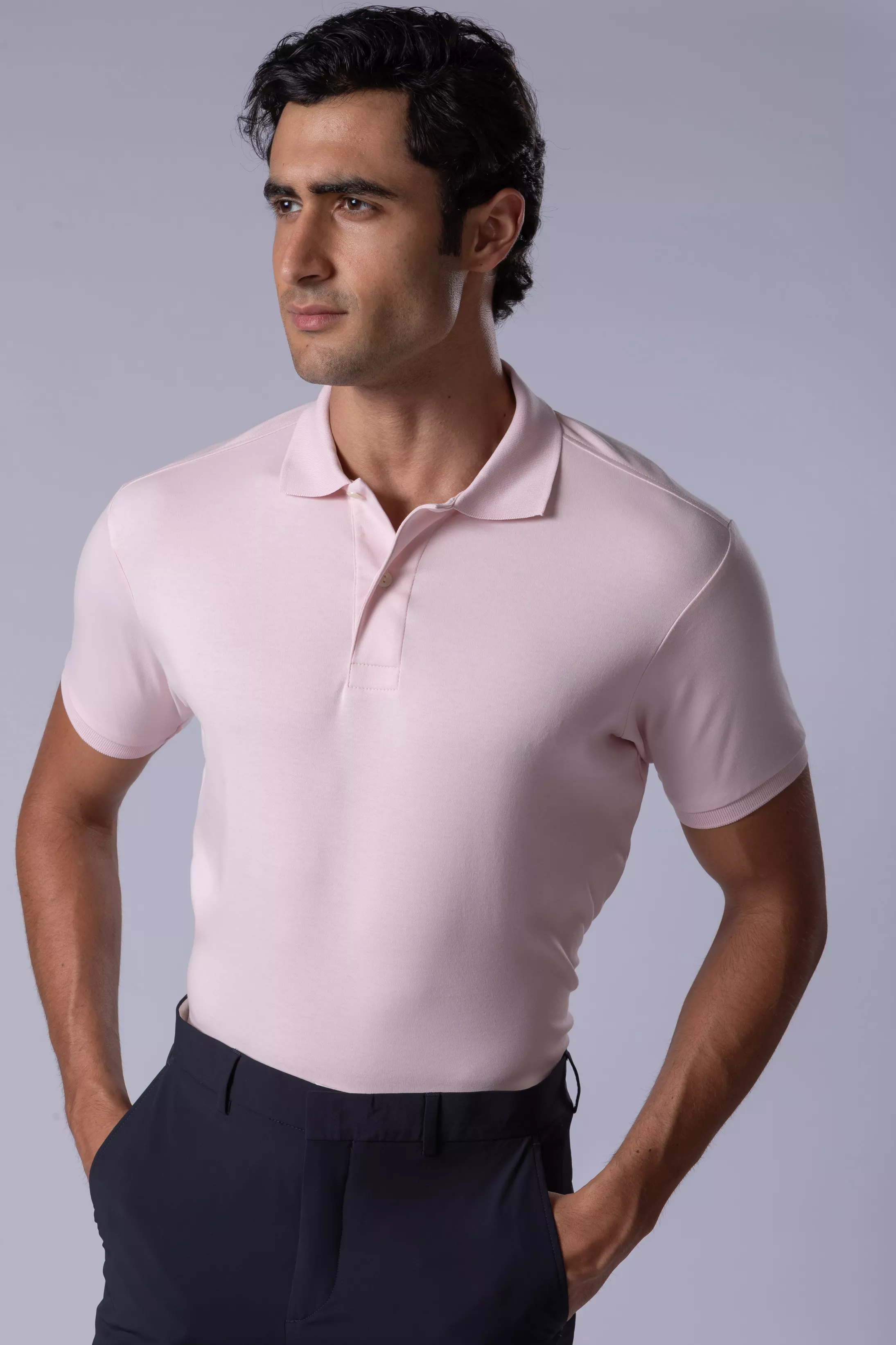 Camisa Polo Malha Peruana Rosa - Diodato Alfaiataria