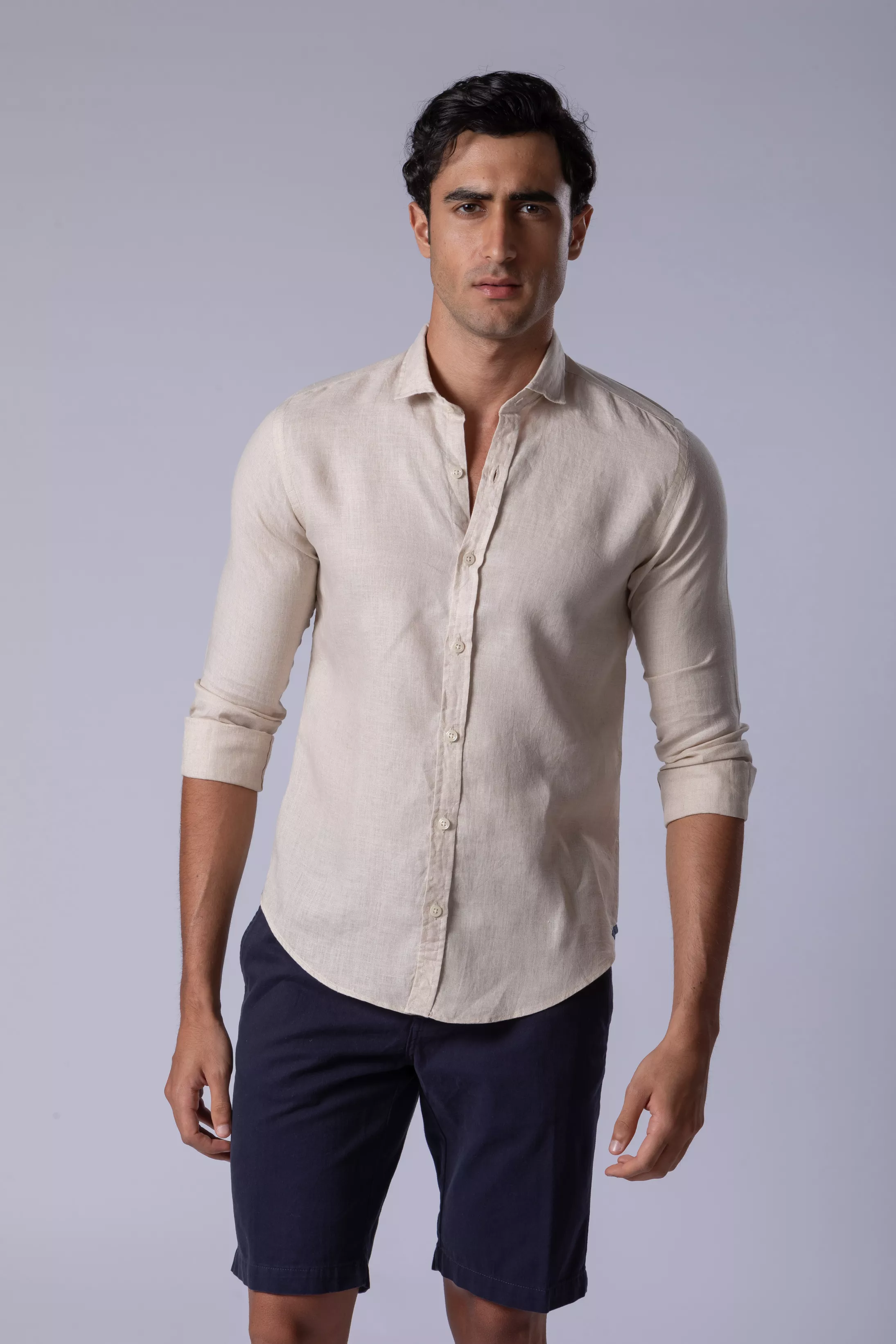 Camisa Manga Longa Slim Fit Linho cru - Diodato Alfaiataria