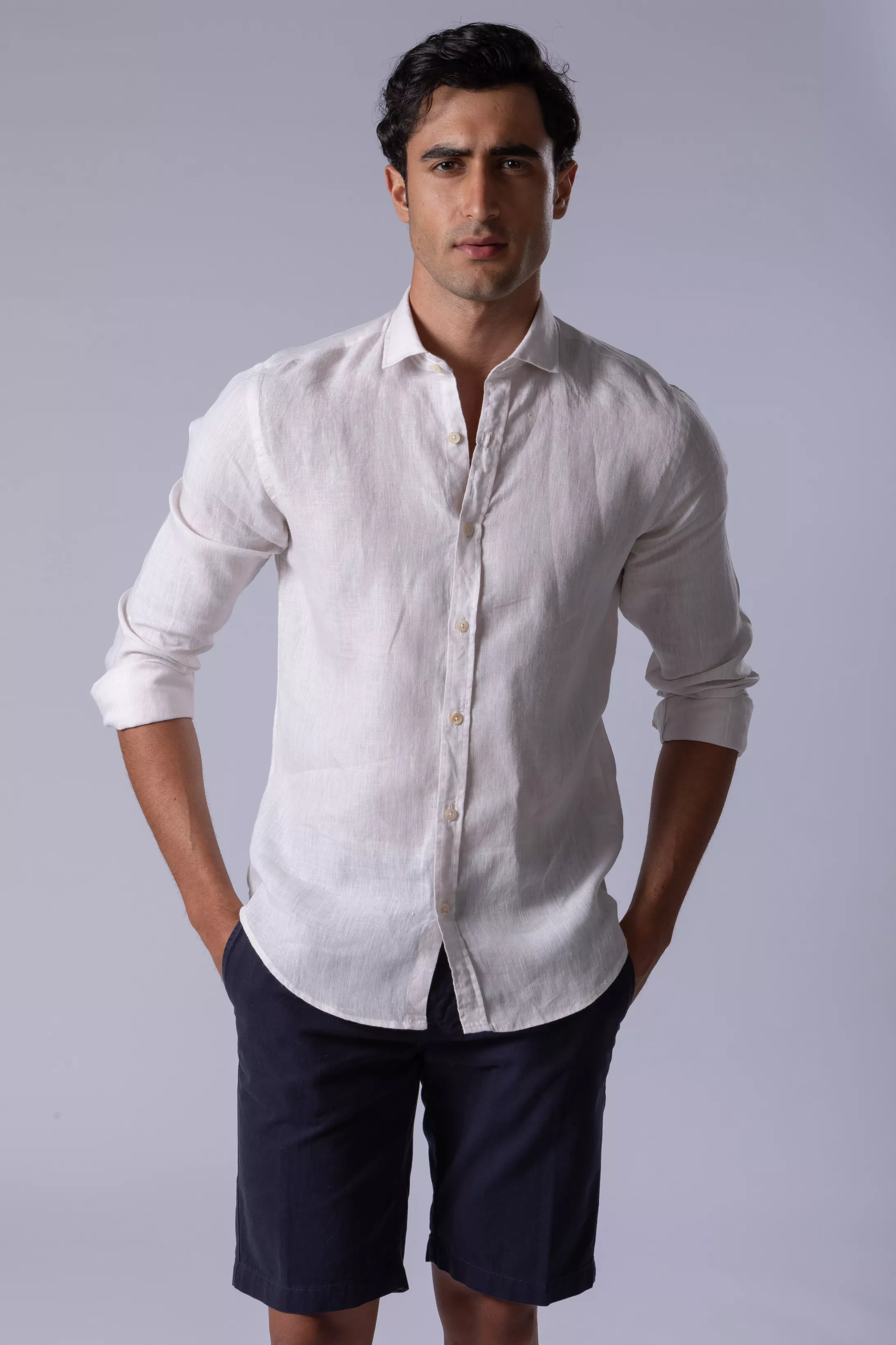 Camisa Manga Longa Slim Fit Linho areia - Diodato Alfaiataria