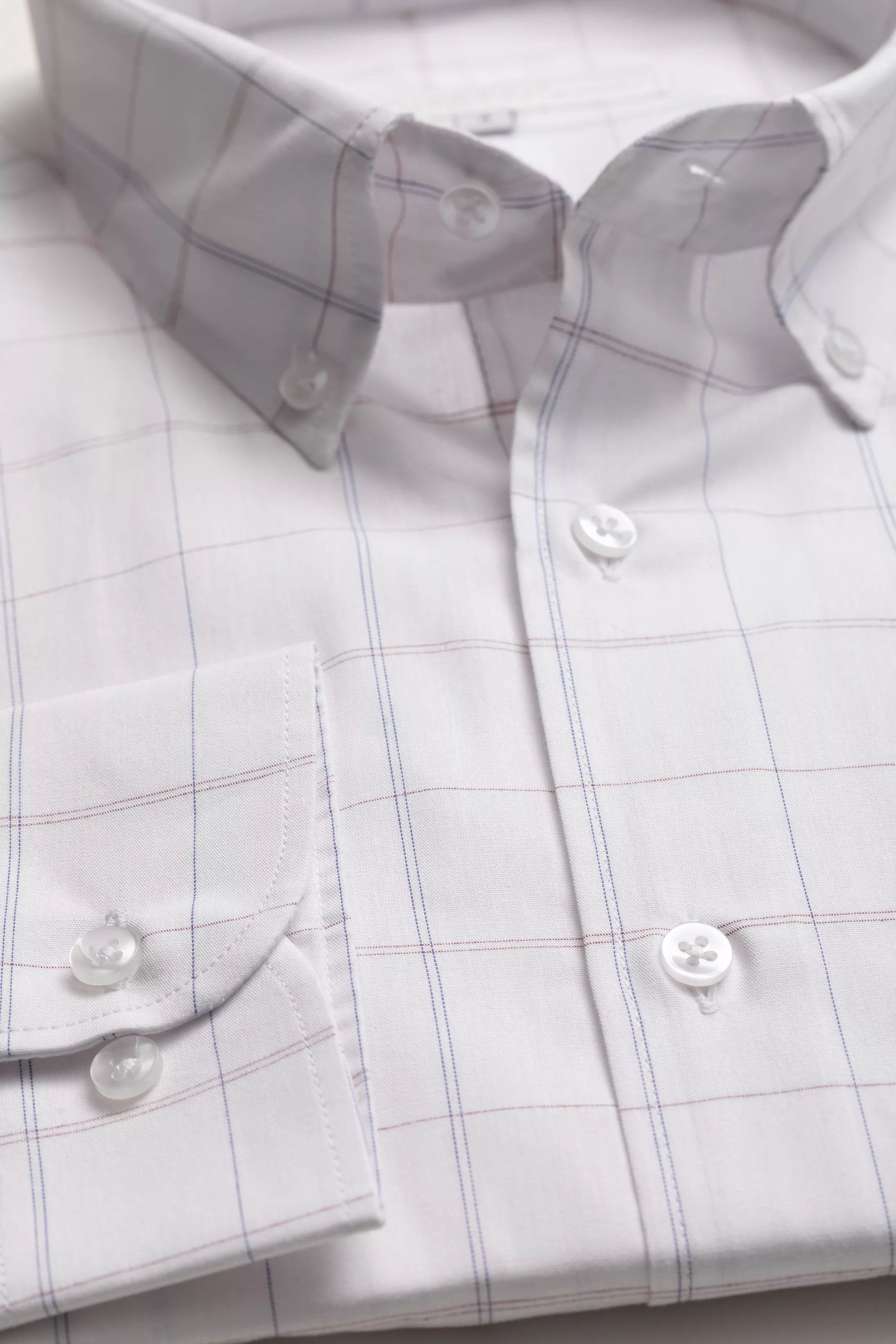 Camisa Manga Longa Regular Branco xadrez vermelho/... - Diodato Alfaiataria