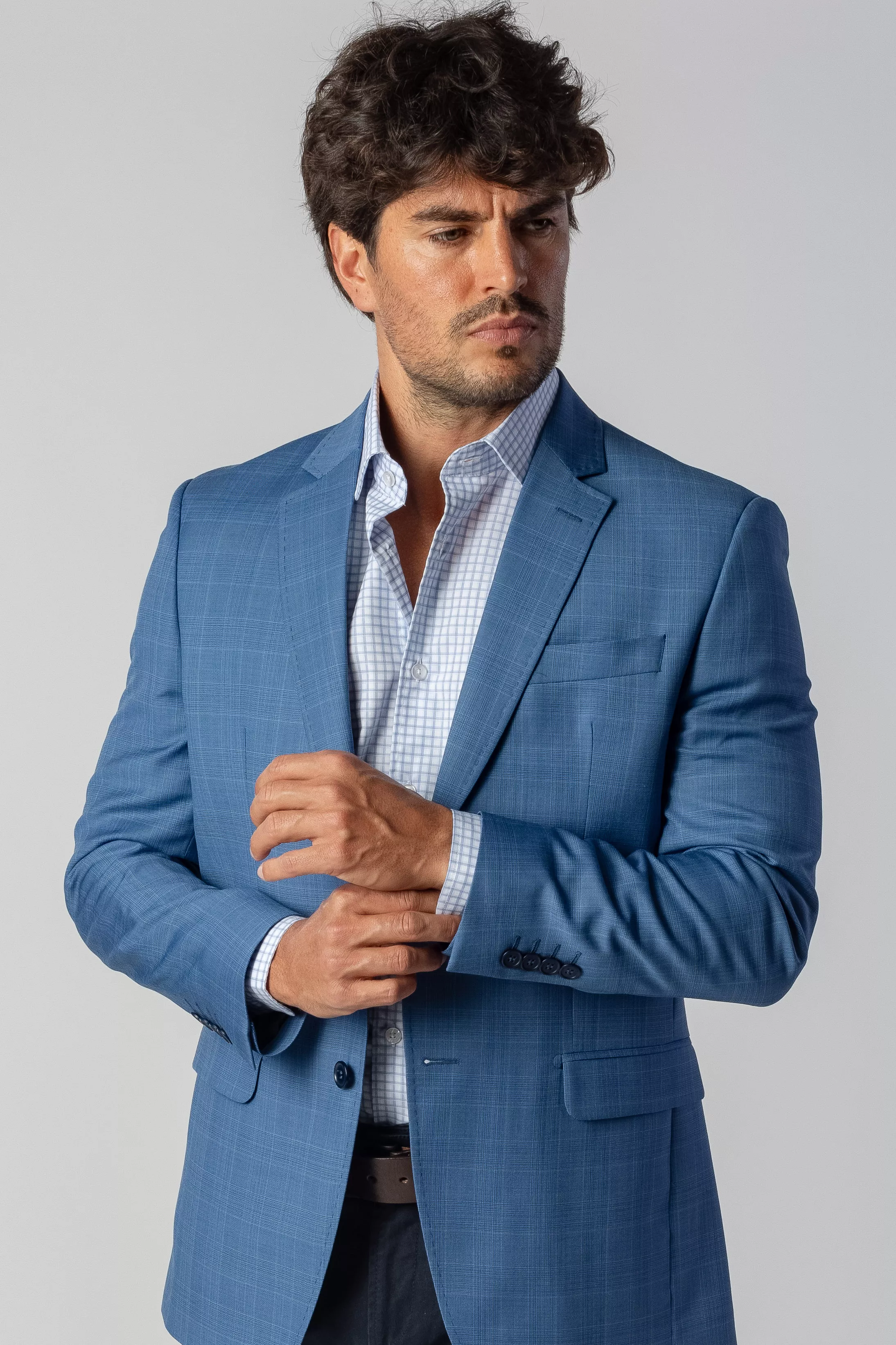 Blazer Slim Super 120 Window Pane Azul - Diodato Alfaiataria