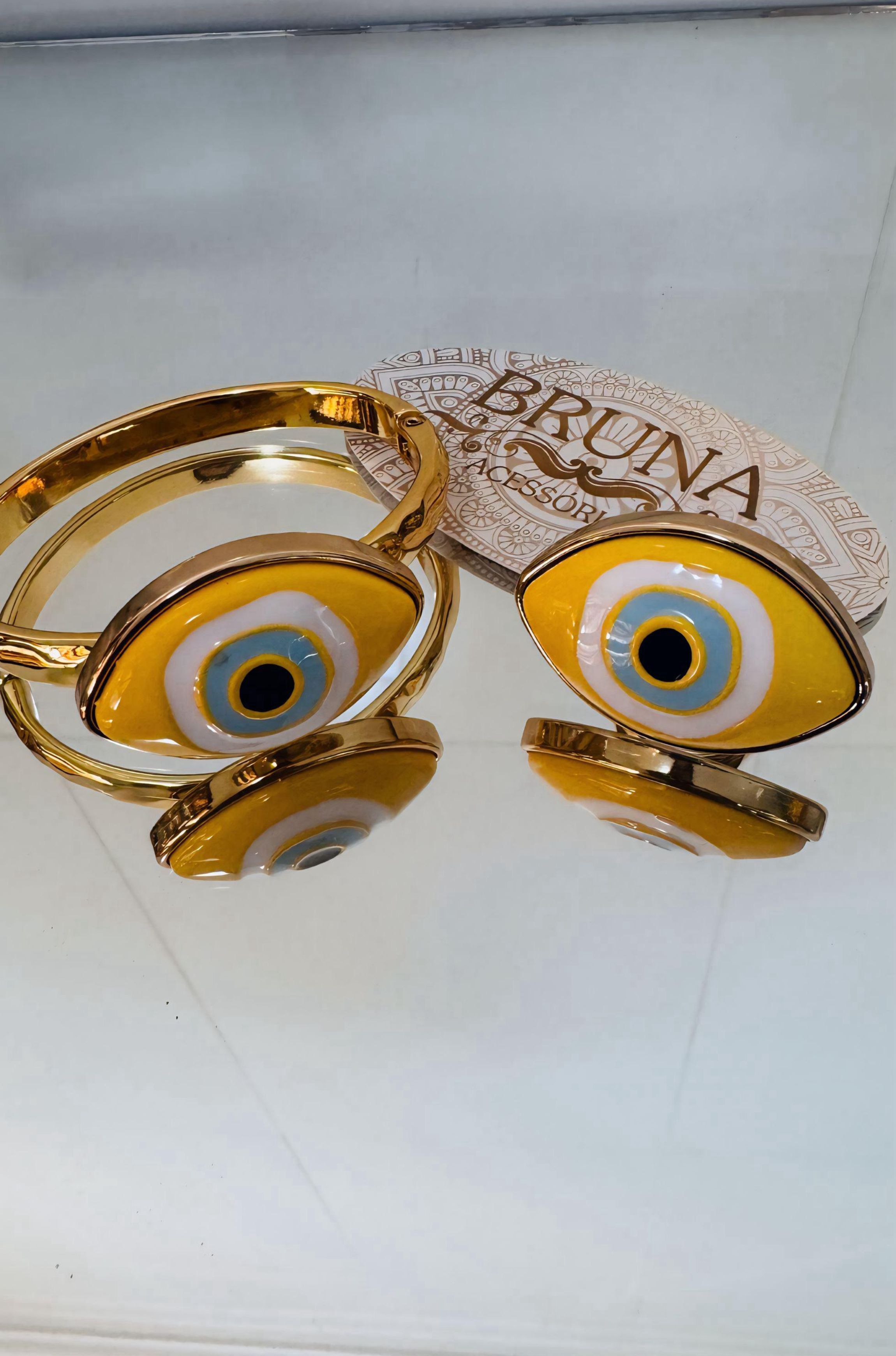 Pulseira + Anel de Olho Grego Amarelo - Bruna Acessórios