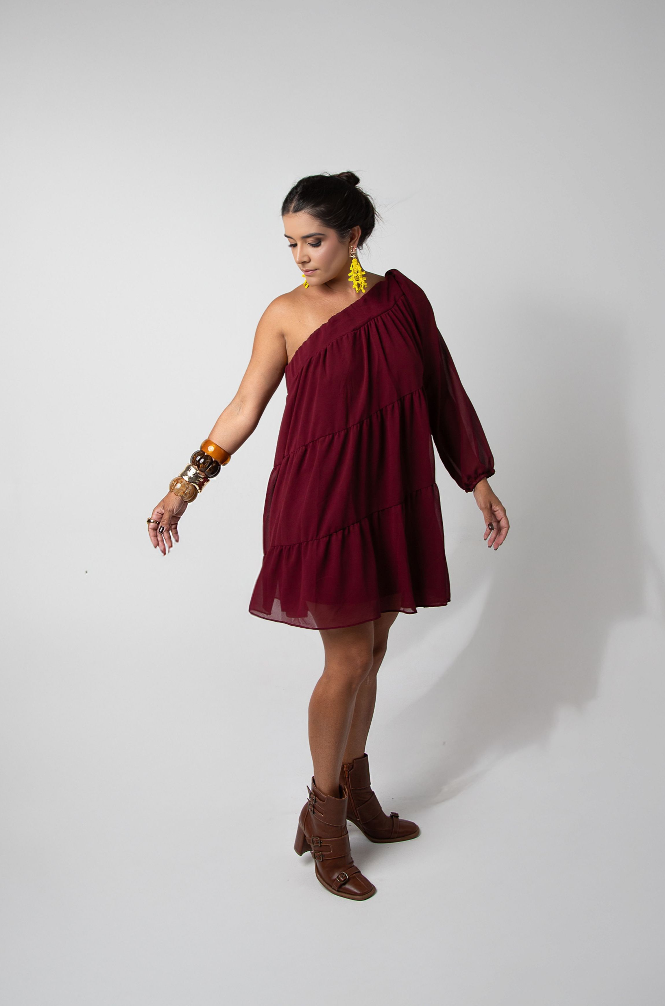 Vestido Luana Marsala - Bruna Acessórios