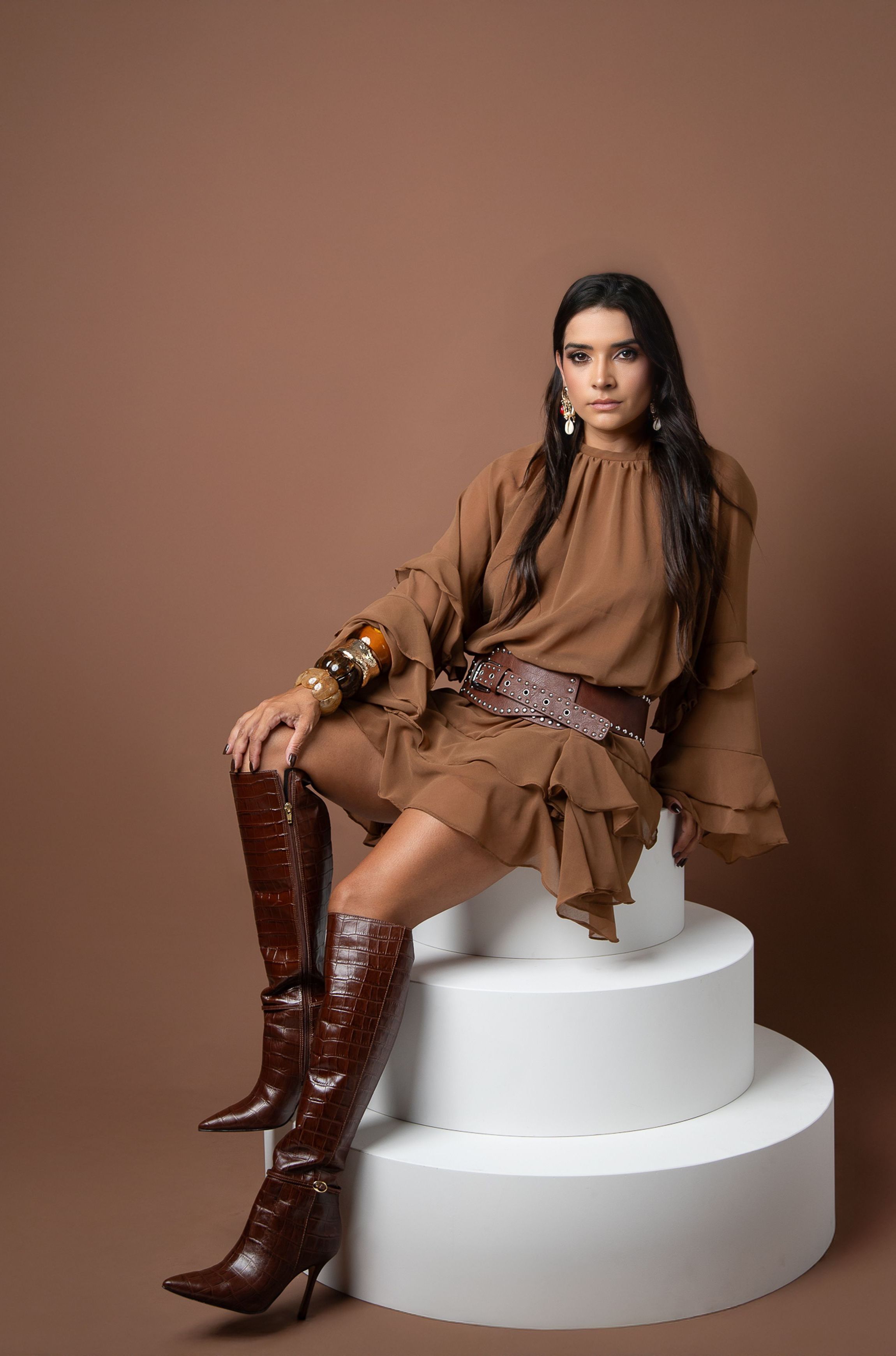 Vestido Thassia Caramelo - Bruna Acessórios