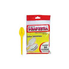 COLHER SOBREMESA 50UN AMARELA PFT - PÉ DE MOLEQUE