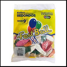 Balao 9 Liso Sortido c/50 FestBall - PÉ DE MOLEQUE