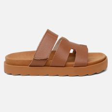 Sandalia Feminina Hera Vittal Flat em Couro Legitimo Caramelo 