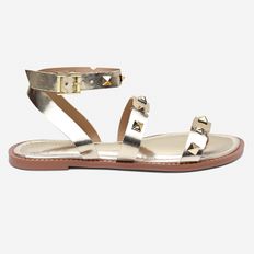 Sandália Rasteira Feminina Nina Dourada Com Sparkle e Tira Ajustável Vittal