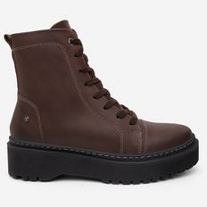 Bota Coturno Feminino Laura Vittal em Couro Legítimo Café