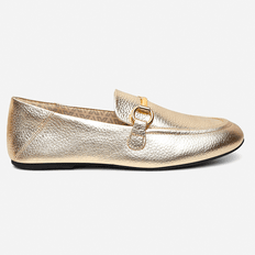 Mocassim Feminino Vittal Aurora em Couro Legítimo Ouro com Fivela Dourada
