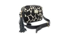 Bolsa Transversal Couro Legitimo Animal Print Girafa