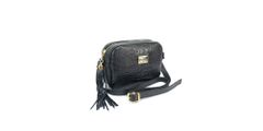 Bolsa Transversal Couro Legitimo Preta Croco Oliver Mour