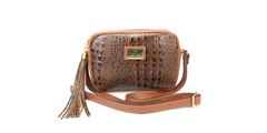 Bolsa Transversal Couro Legitimo Caramelo Croco Oliver Mour