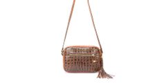 Bolsa Transversal Couro Legitimo Caramelo Croco Oliver Mour