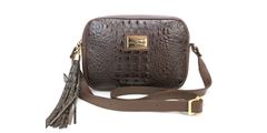 Bolsa Transversal Couro Legitimo Café Croco Oliver Mour