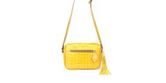 Bolsa Transversal Couro Legitimo Amarela Croco Oliver Mour