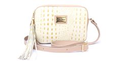 Bolsa Transversal Couro Legitimo Creme Croco Oliver Mour