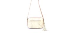 Bolsa Transversal Couro Legitimo Creme Croco Oliver Mour