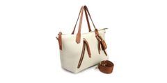 Bolsa Feminina Bowling Couro Legitimo Off White com Detalhes Whisky