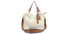 Bolsa Hobo Couro Legitimo Off White com Whisky