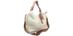 Bolsa Hobo Couro Legitimo Off White com Whisky