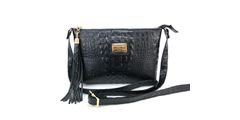 Bolsa Clucth Couro Legitimo Preta Croco Oliver Mour