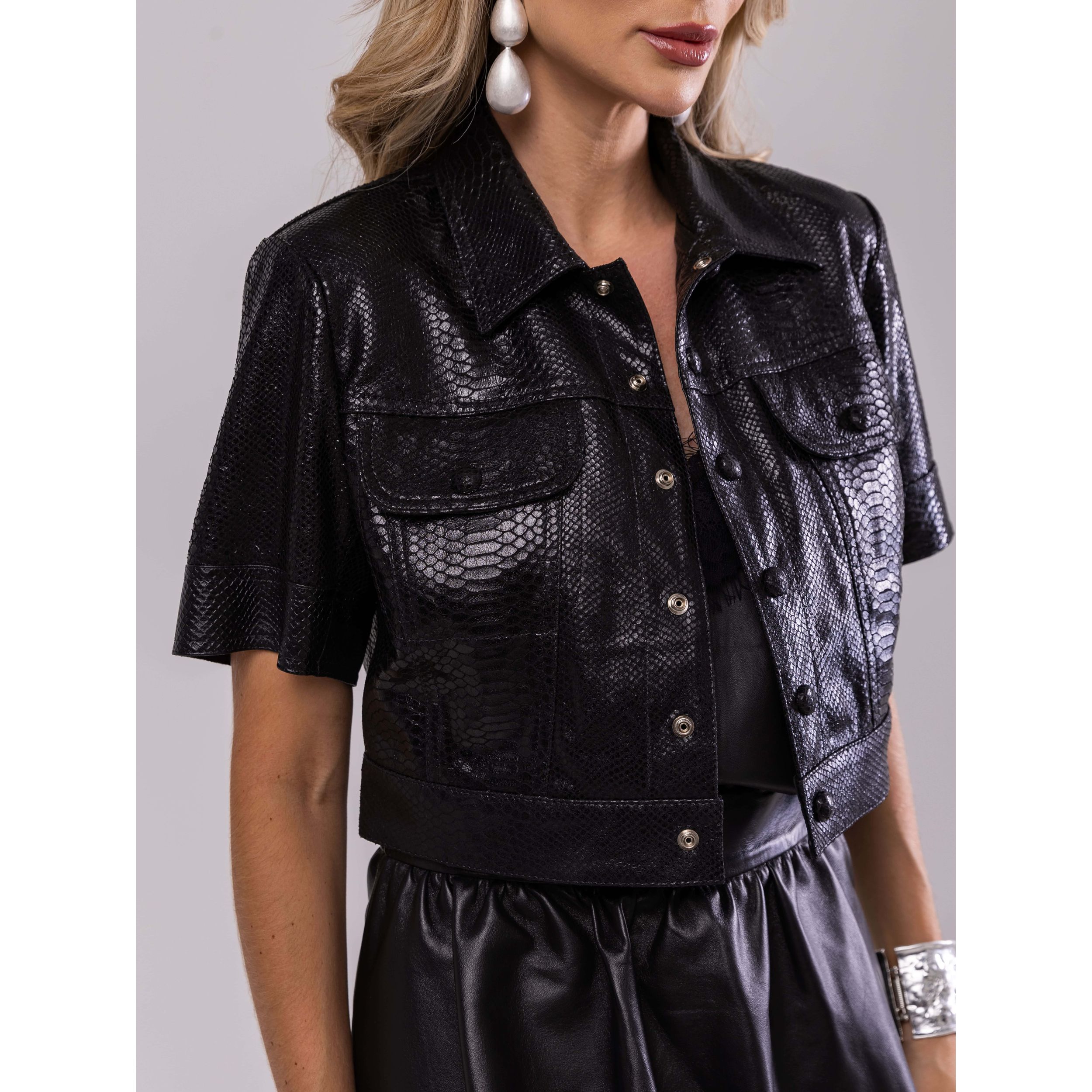 Casaqueto cropped estampado