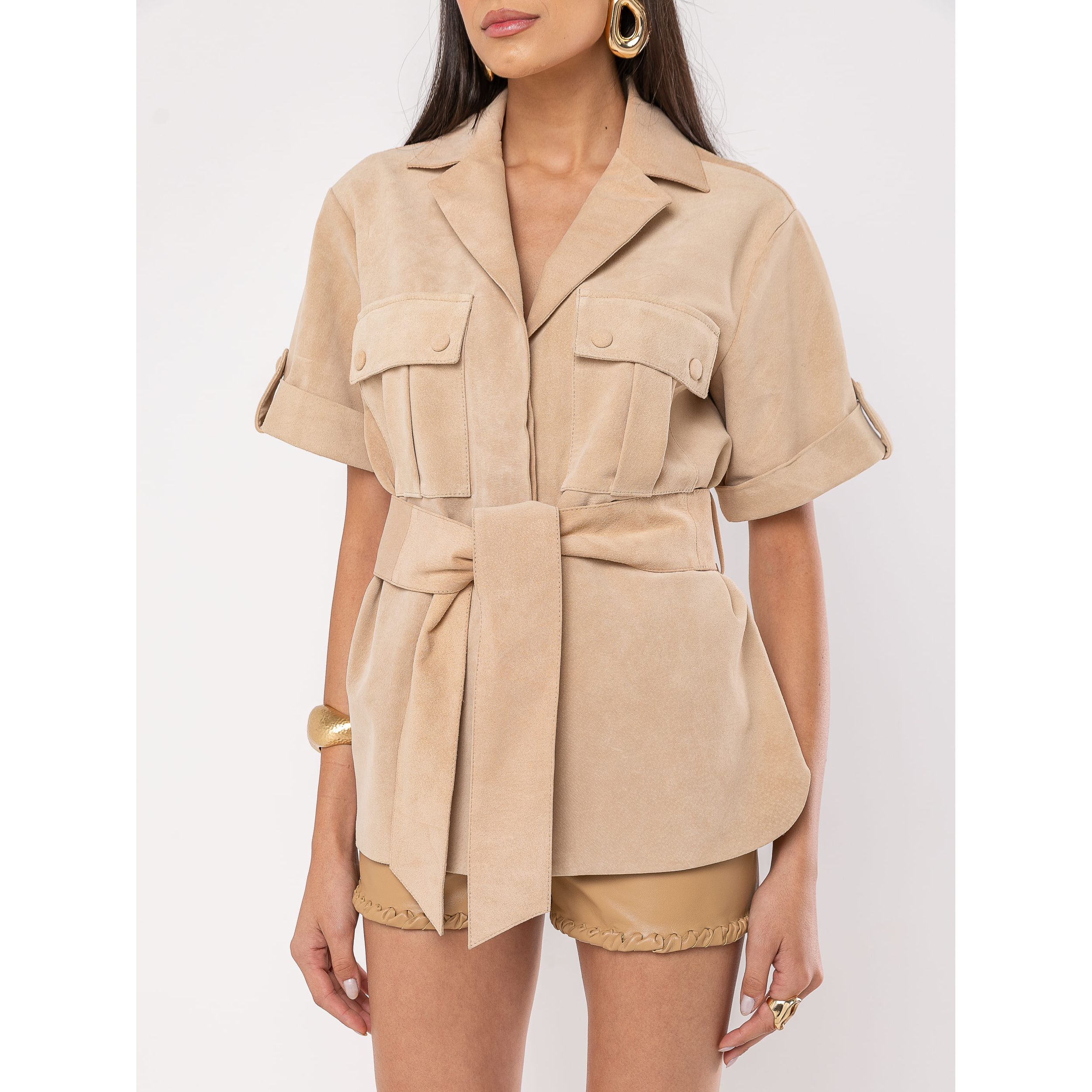 Parka Verão Manga Curta Camurça