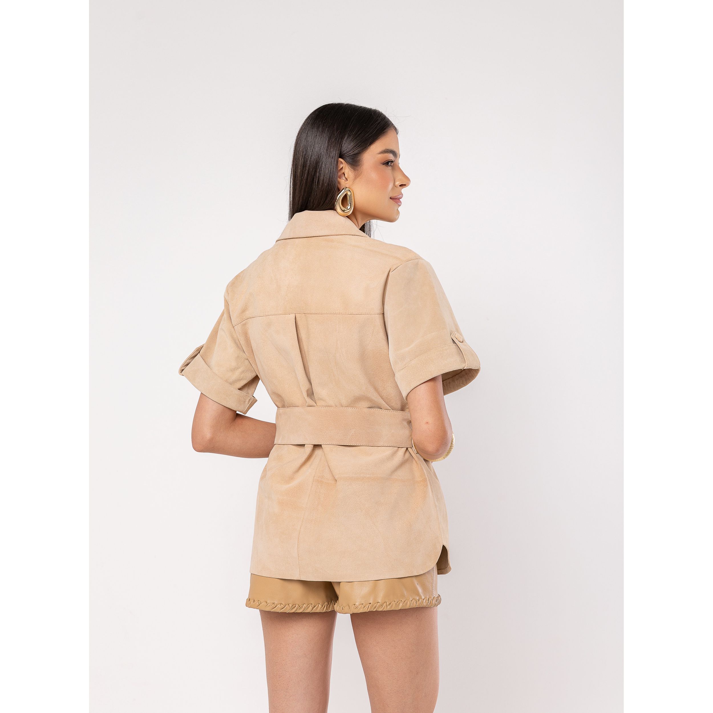 Parka Verão Manga Curta Camurça