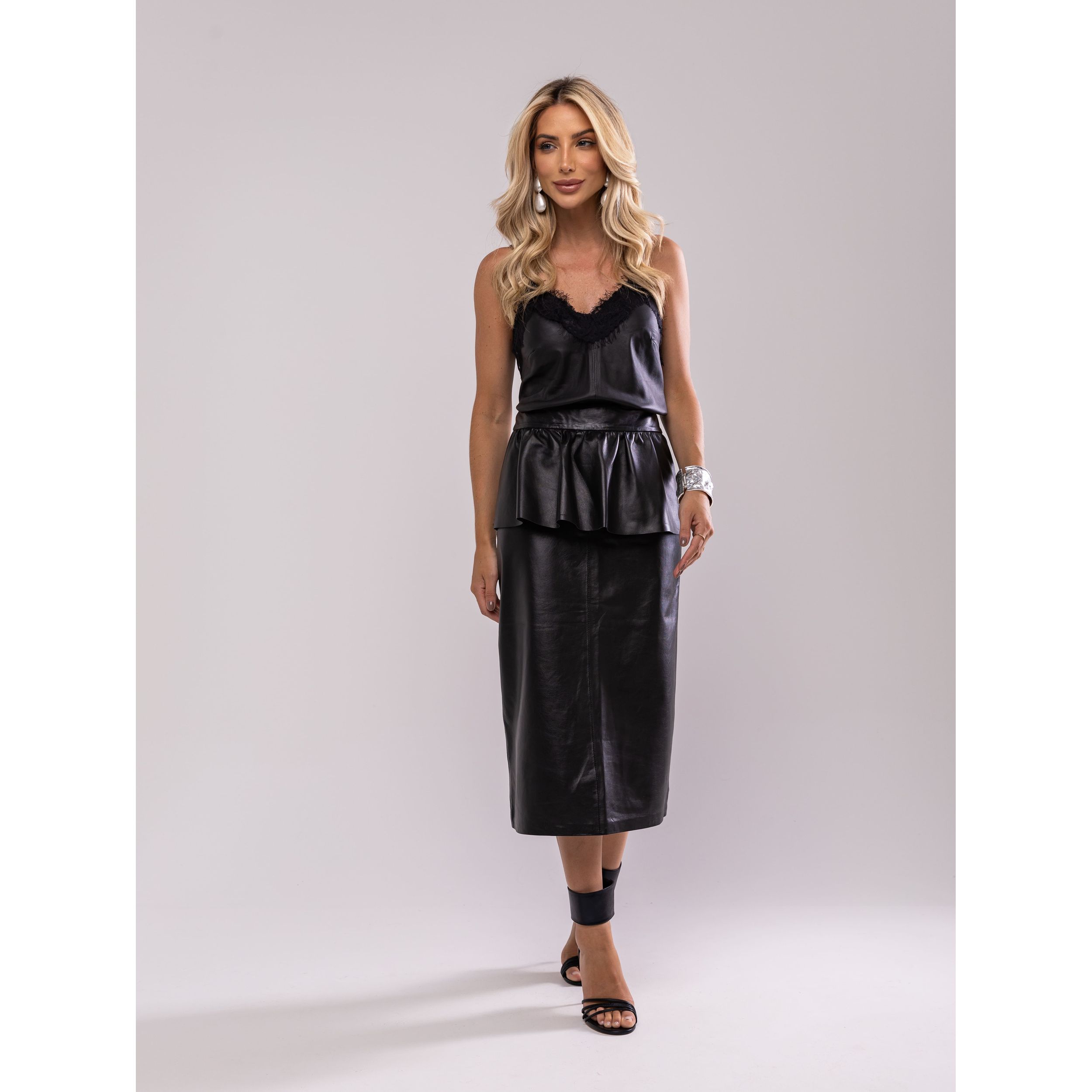 Saia midi peplum
