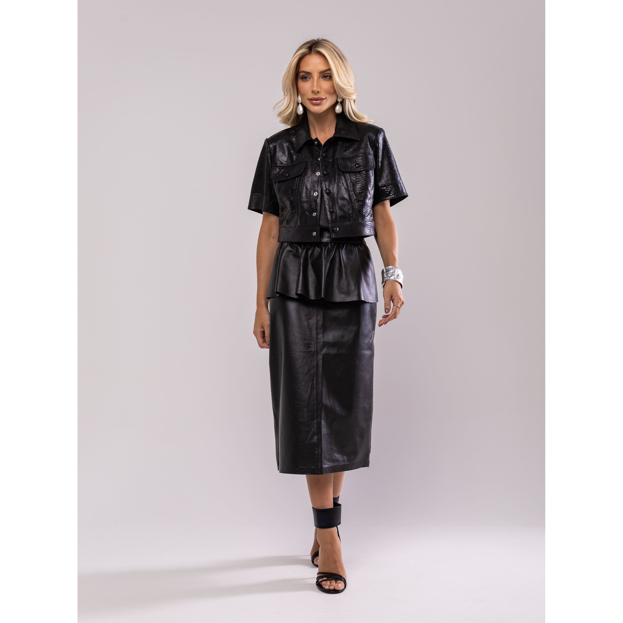 Saia midi peplum