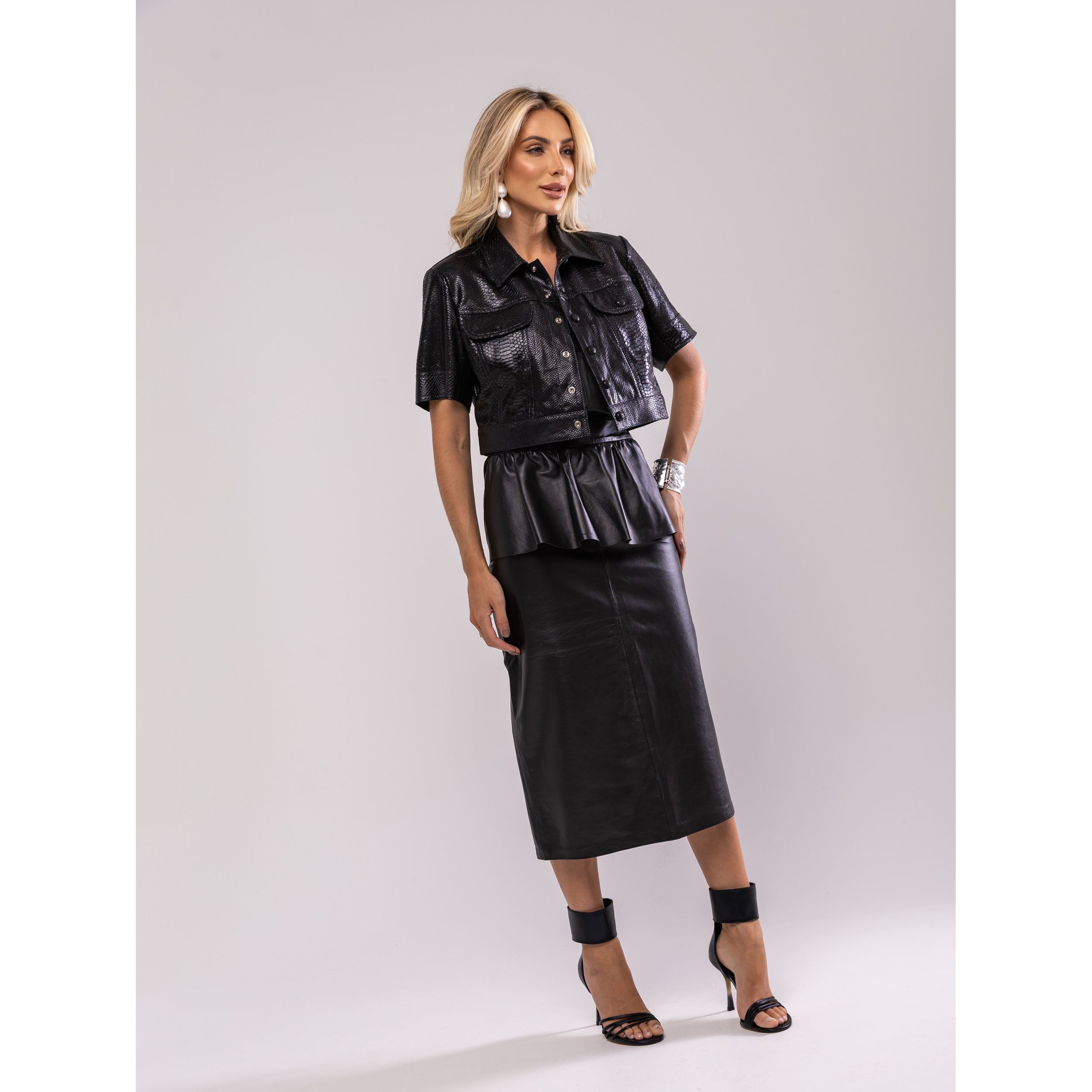 Saia midi peplum