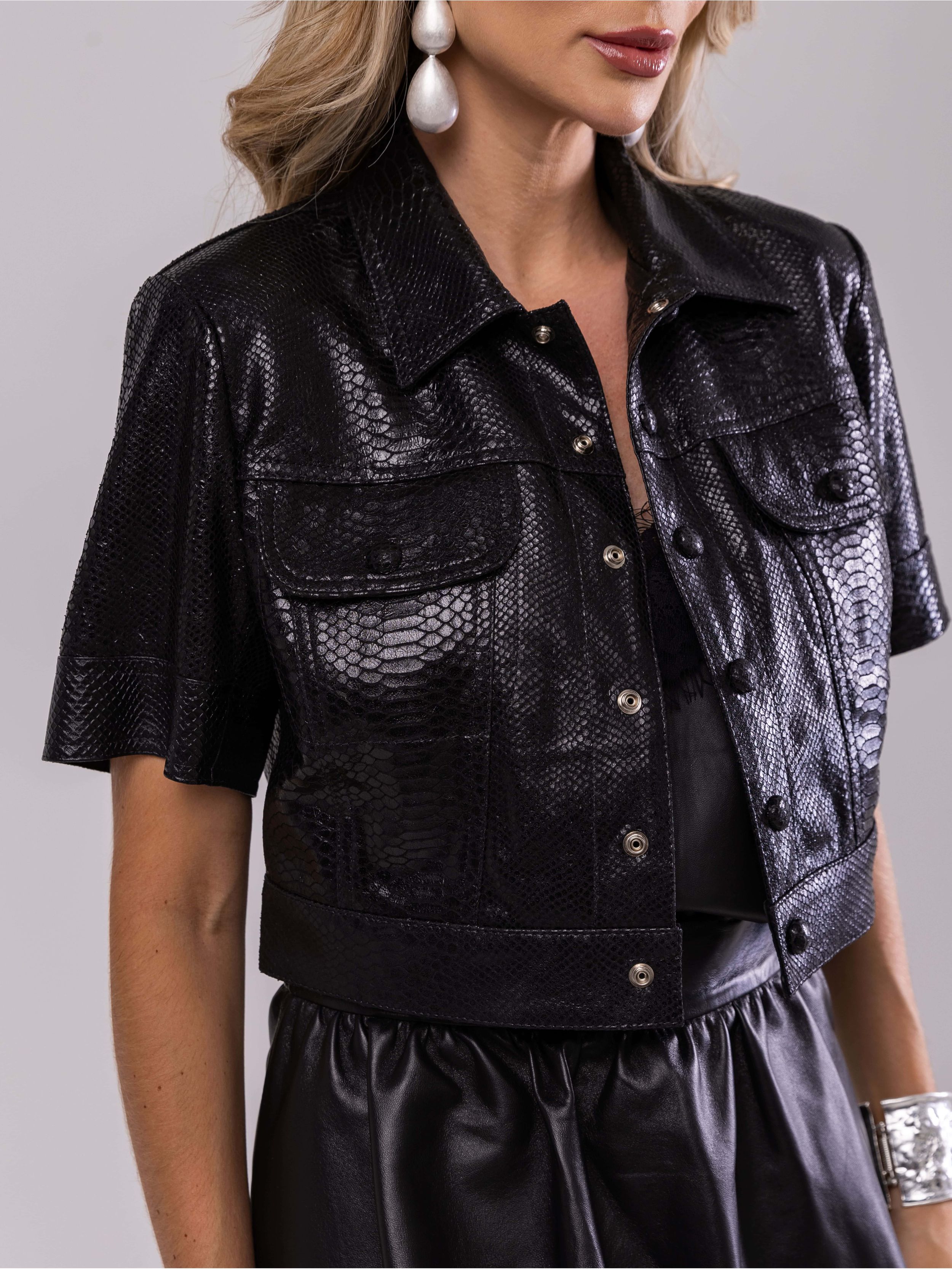 Casaqueto cropped estampado - NUAH COUROS