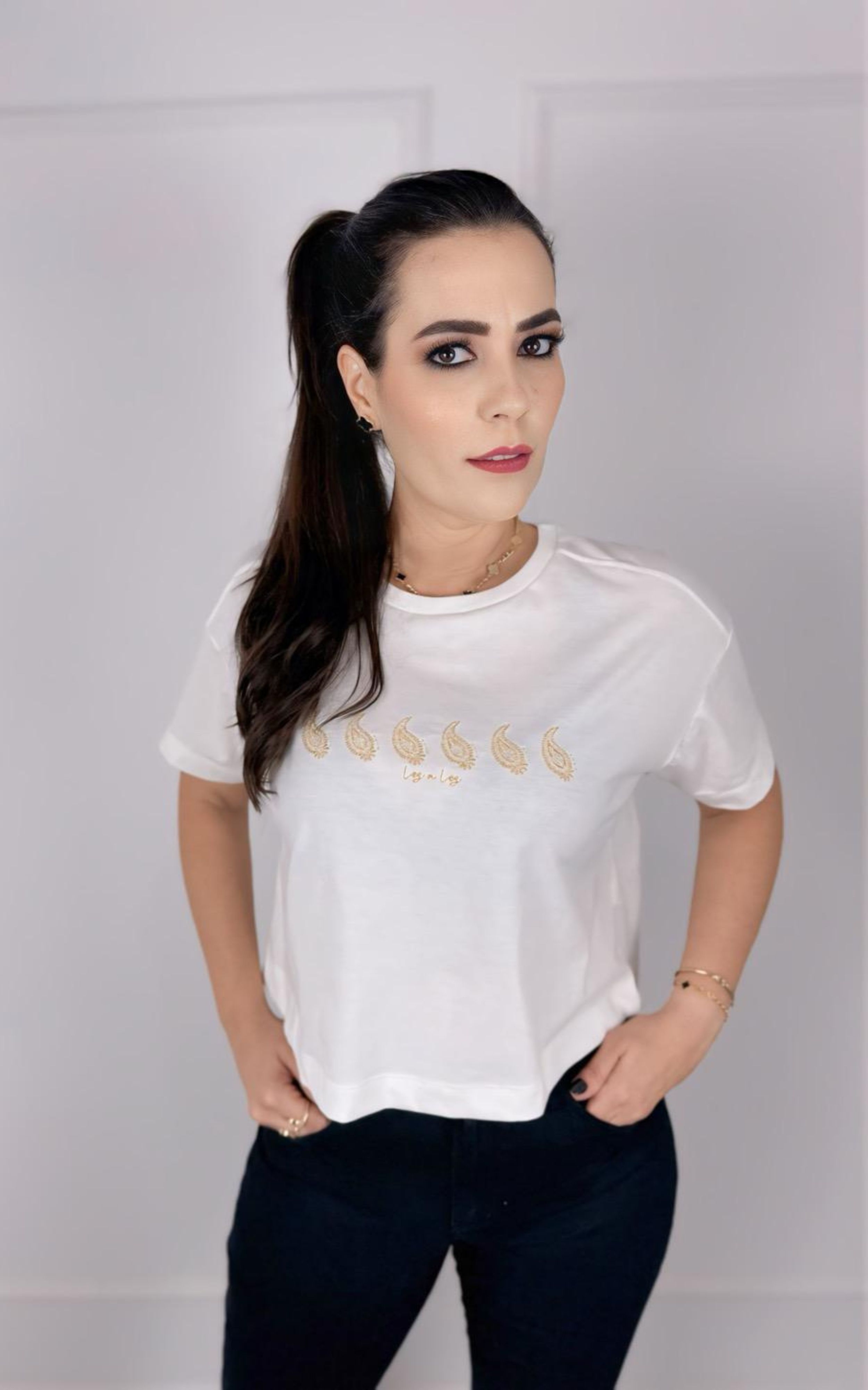 Blusa de Algodão Feminina Lez a Lez - Detalhe Bord... - GIOVANA MODAS