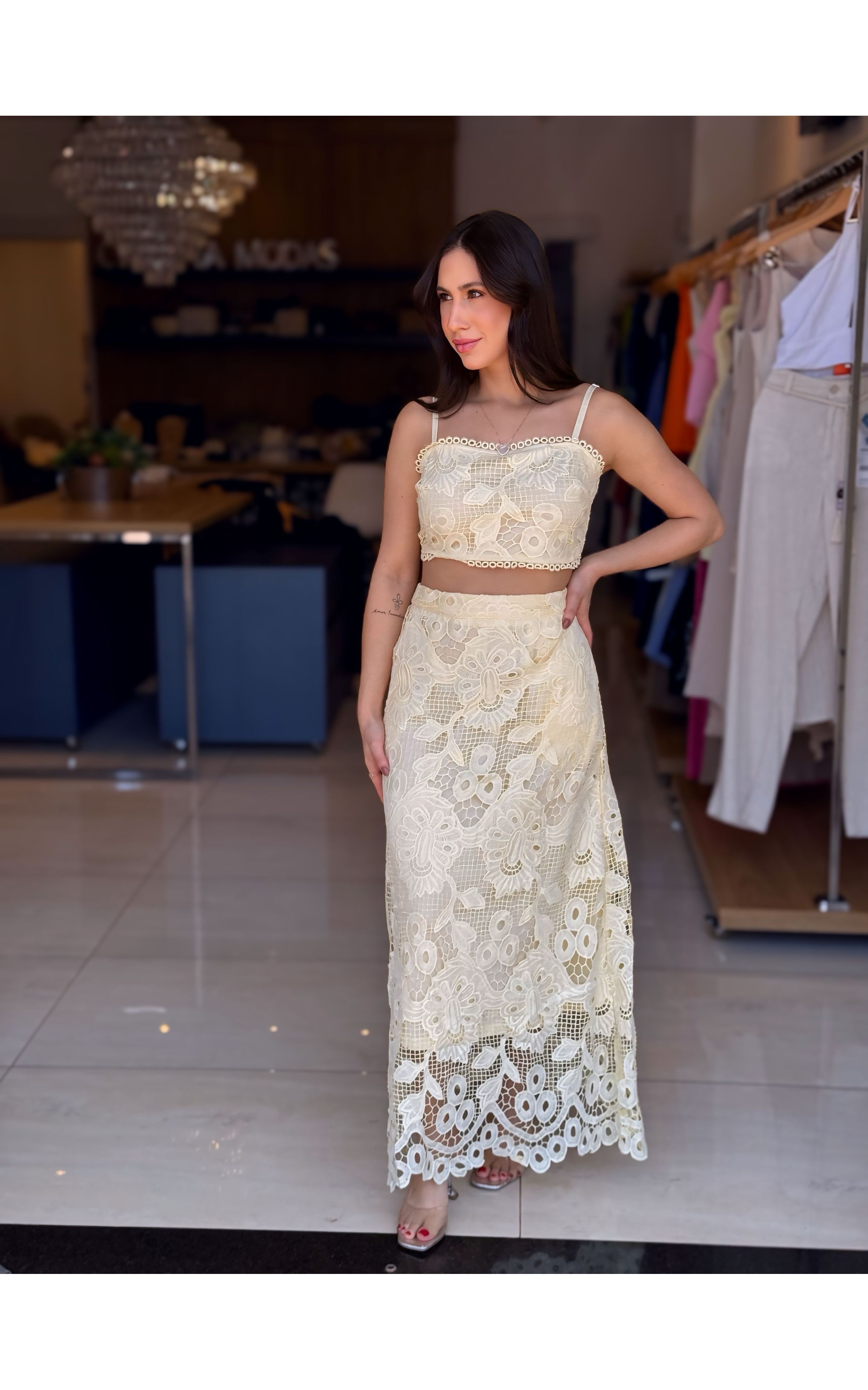 CONJUNTO LAISE AMARELO SHA SHA - GIOVANA MODAS