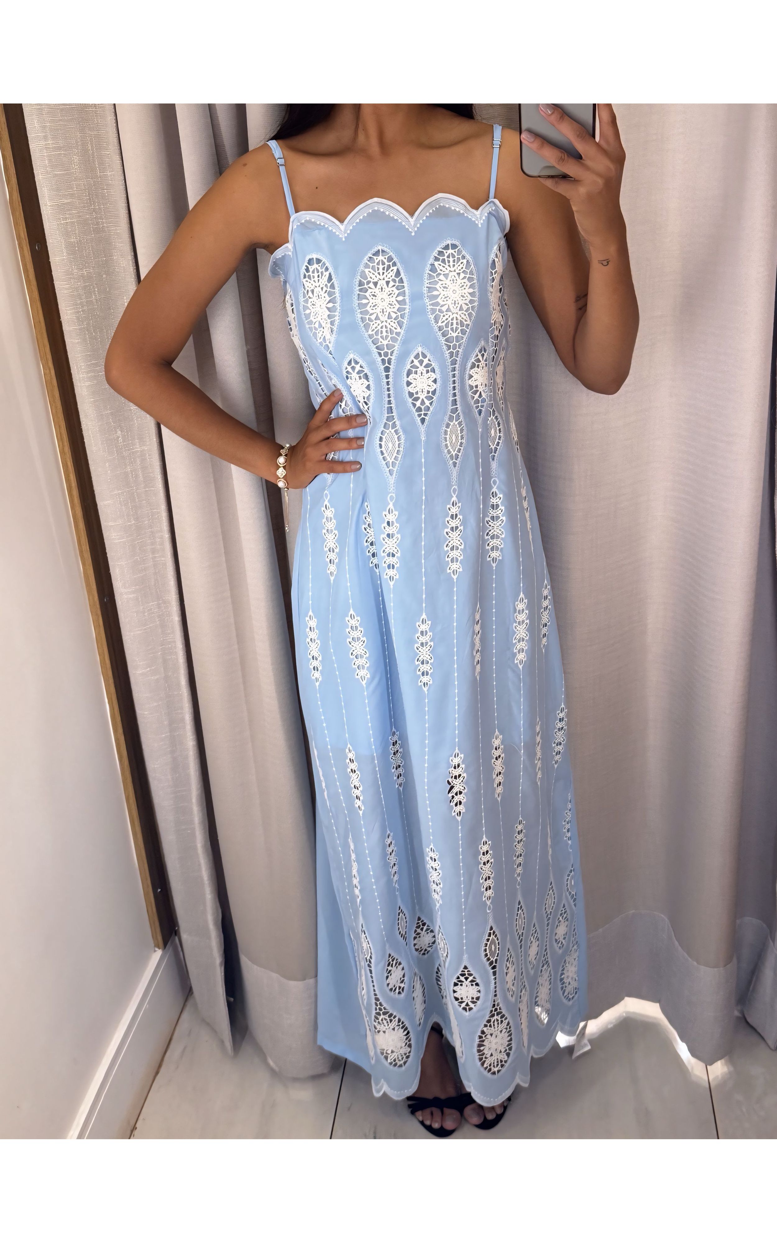 VESTIDO BRUNA ZOE STORE BRANCO C/ AZUL - GIOVANA MODAS