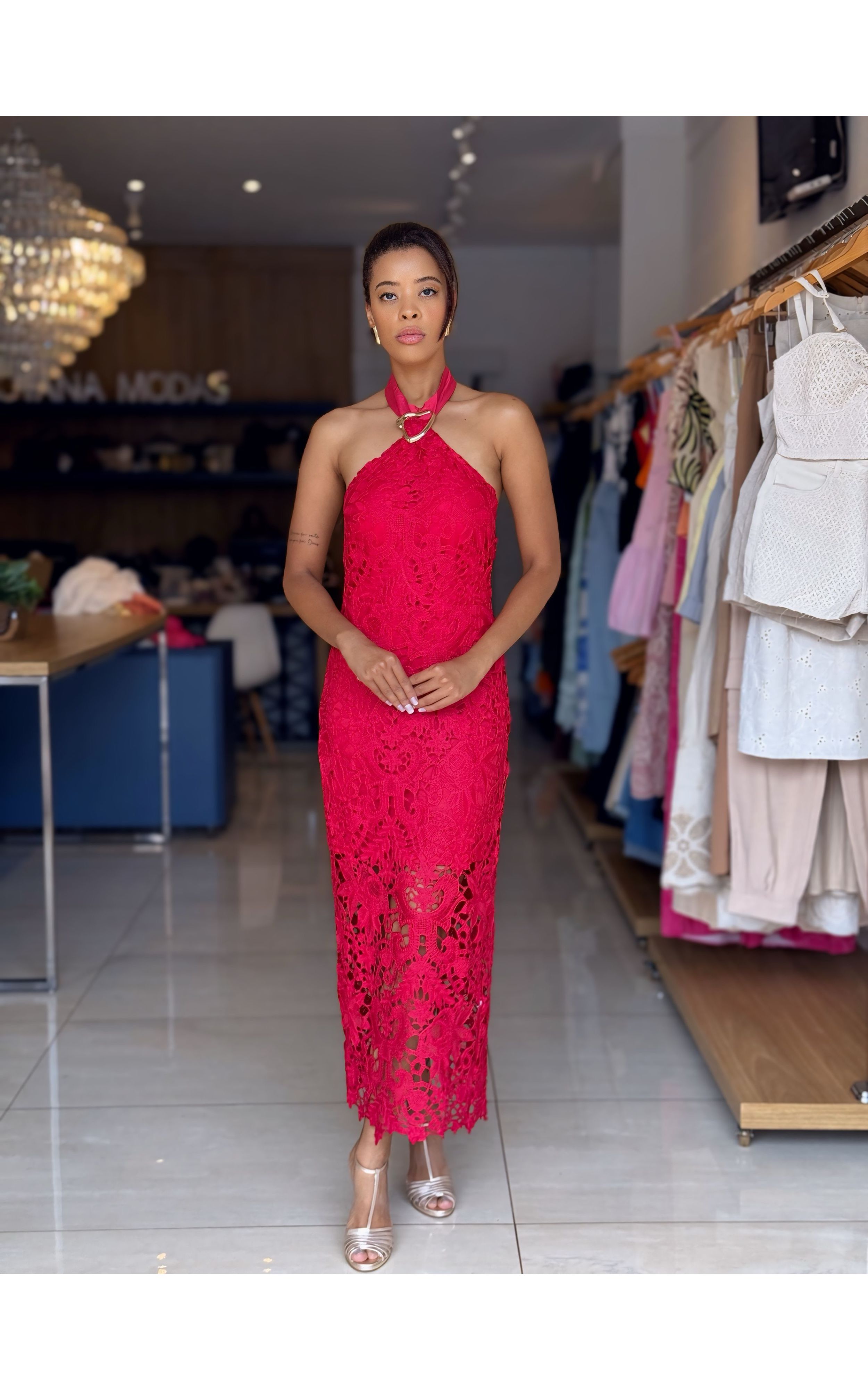 VESTIDO MIDI GRIPPER SHA SHA VERMELHO - GIOVANA MODAS