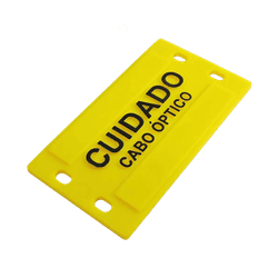 PLACA DE IDENTIFICAÇÃO AMARELA CUIDADO CABO ÓPTICO... - Acretec Distribuidora 