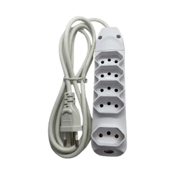 EXTENSAO ELETRICA BRANCA 5 TOMADAS DNI - 00557 - Acretec Distribuidora 