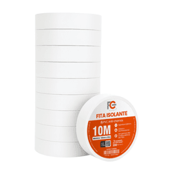 FITA ISOLANTE BRANCA 19MMX10M ANTI CHAMAS - 11598 - Acretec Distribuidora 
