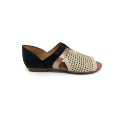 Sandália Rasteira Daisy - Off White com Preto - A de Acessórios | Sapatos Femininos
