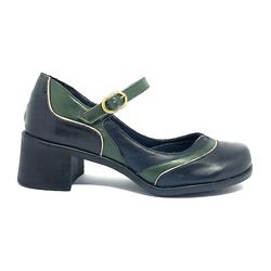 Sapato Emma - Preto com Musgo - A de Acessórios | Sapatos Femininos