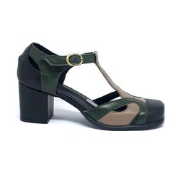 Sapato Edith - Preto com musgo - A de Acessórios | Sapatos Femininos
