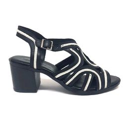 Sandália Lorena - preta com natural - A de Acessórios | Sapatos Femininos