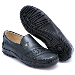 Sapatilha Mocassim Em Couro - 370 Preto - AF new style