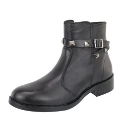 Bota Ash Couro Cano Curto Enfeite Spike Preto - Agnes Veronez