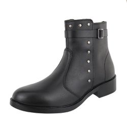 Bota Parker Couro Cano Curto Detalhe Metal Preto - Agnes Veronez