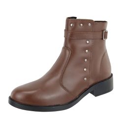 Bota Parker Cano Curto Couro Enfeite Metal Chocola... - Agnes Veronez