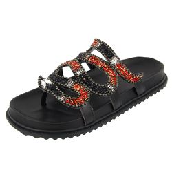 Papete Austrália Slide Strass Cobra Preto - Agnes Veronez